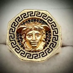 Anillo Original 14K Versace En Relieve Exclusivo