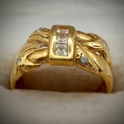 Anillo Original 18K Estilo Lazo Con Brillantes