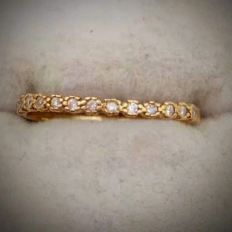 Anillo Original 18K Exclusivo Sencillo Con Circones Redondos Pequeños
