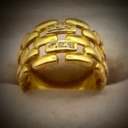 Anillo Original 18K Tejido Con Brillantes
