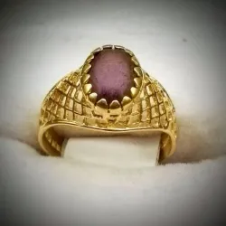 Anillo tejido con gema