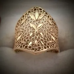 Anillo Tejido Con Volumen Con Flores En Dibujos