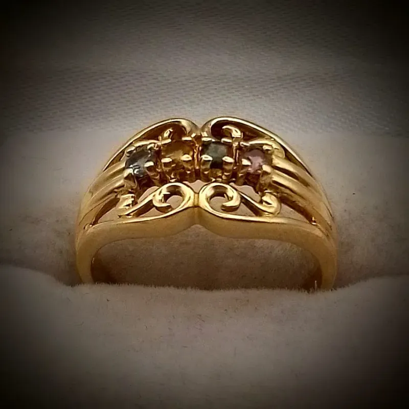 Anillo Volumen Tejido Con Gemas Naturales