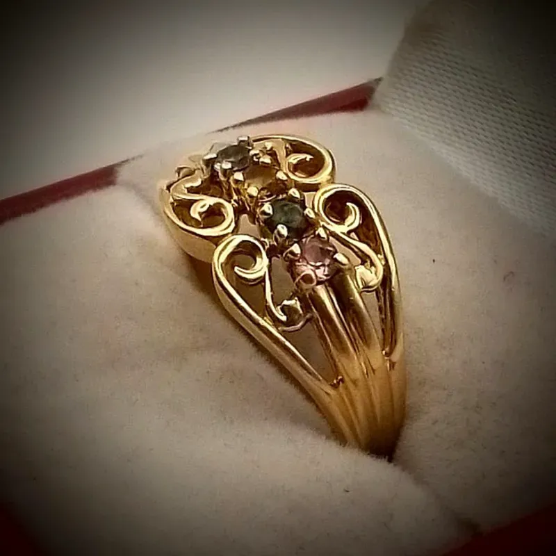 Anillo Volumen Tejido Con Gemas Naturales