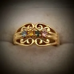 Anillo Volumen Tejido Con Gemas Naturales