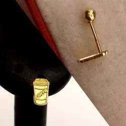 Aretes Bebe Coffe Con Mariposa De Bolita y de Rosca