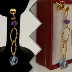 Aretes colgantes con gemas con cierre de presión