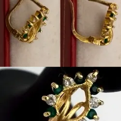 Aretes Con Esmeraldas y brillantes