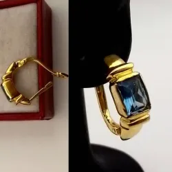 Aretes Macizos Exclusivo con Agua Marina Rectangular