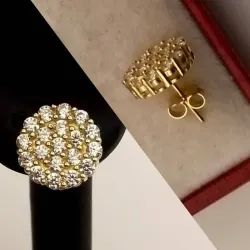 Aretes Pegado Redondos Con Circones Blancos