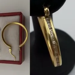 Argollas Fuerte Con Circones Blanco en el Medio