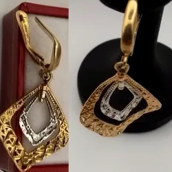  Aretes colgantes con oro blanco y amarillo