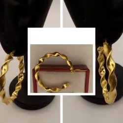Argollas Originales 18K Versace Tubo Medio Torcidas