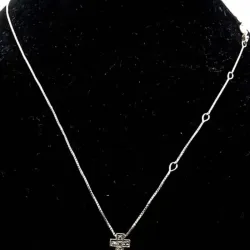 Cadena De Oro Blanco Ajustable con Dije