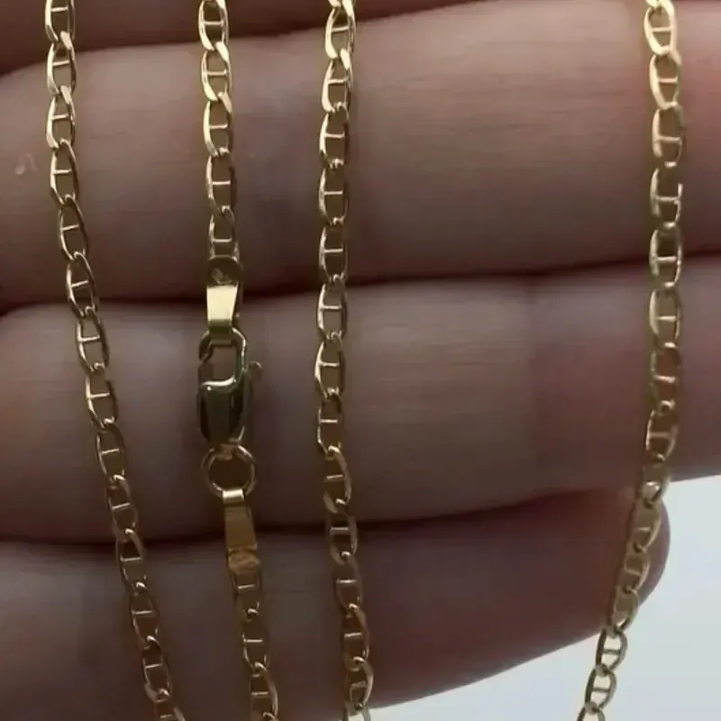 Cadena eslabón ancla o marino corta 18K