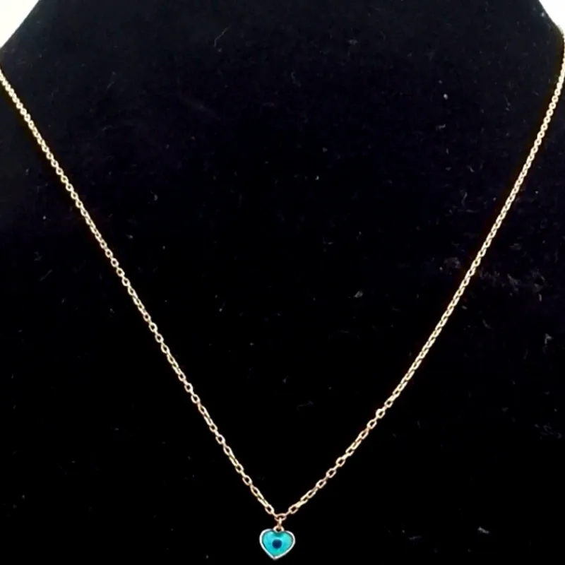 Cadena Sencilla Con dije Corazón Azul Exclusiva Ajustable