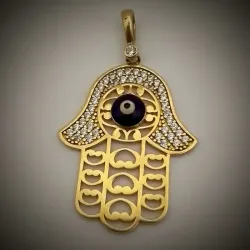 Dije de Mano de Fátima con ojito azul