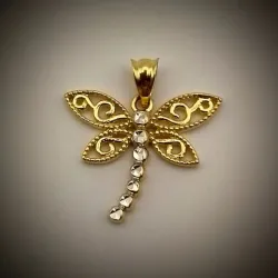 Dije en forma de Libélula con la cola con circones redondos blancos