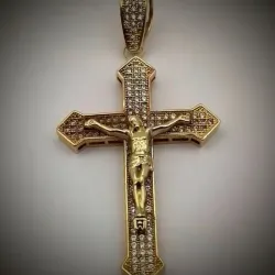 Dije Exclusivo Grande con Circones Blancos y Jesús