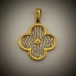 Dije Forma de Flor con circones blanco pequeños