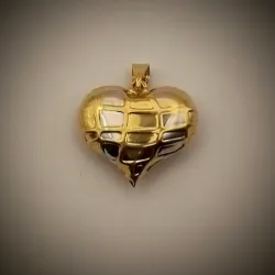 Dije Original 10K En forma de Corazón con Volumen Reversible Combinado en Oro blanco y Predomina más el Oro Amarillo