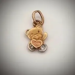 Dije Original 14K Exclusivo en forma de Osito Combinado Trioro
