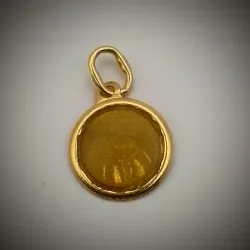 Dije Original 14K Redondo Con Gema Amarilla