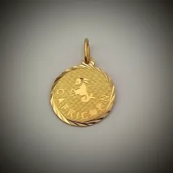 Dije Original 14K redondo con Símbolo de Capricornio