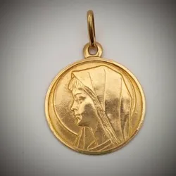 Dije Original 18K Circular Con cara de Mujer