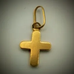 Dije Original 18K en Forma de Cruz Plano y Liso