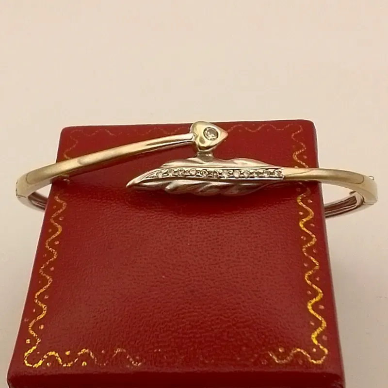 Esclava Maciza De Oro Blanco con Brillantes