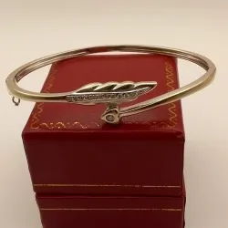 Esclava Maciza De Oro Blanco con Brillantes