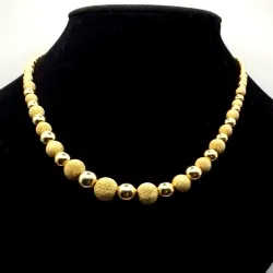 Gargantilla vintage con esferas pulidas y brillantes alternas