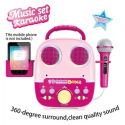 Juguete karaoke con micrófono portátil rosa