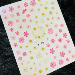 Calcomanía flores blancas  y rosadas 