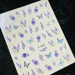 Calcomanía flores y mariposas azules 