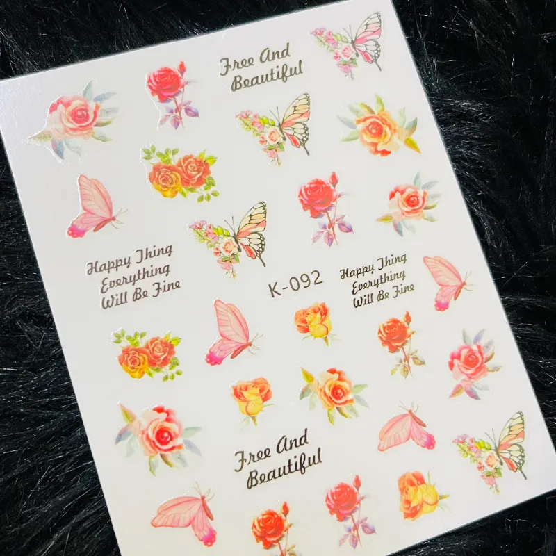 Calcomanía flores y mariposas 