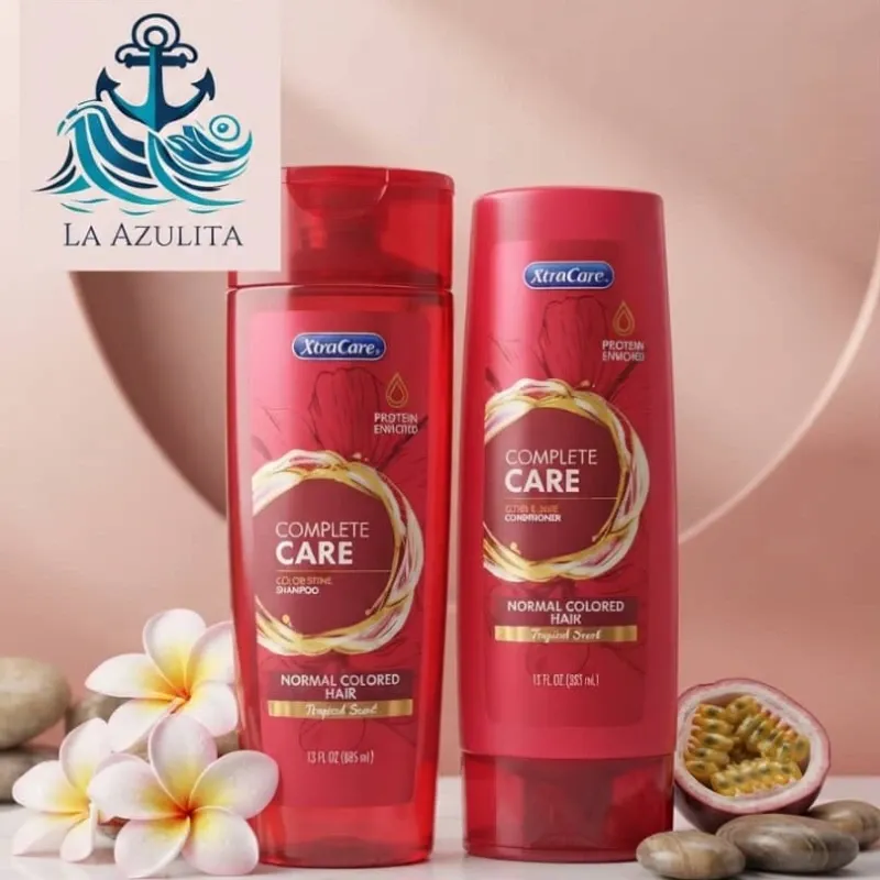 XtraCare Complete Care Shampoo y acondicionador tropical con proteínas.