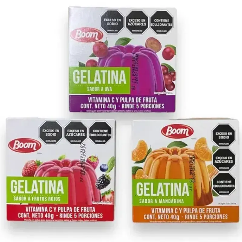 Gelatina Boom - 5 raciones por cajita de 40 gramos