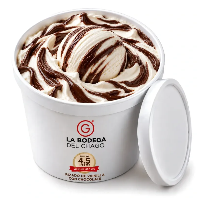 Helado de Rizado de Vainilla - Tina de 4.5 litros - *Cremoso y con chocolate