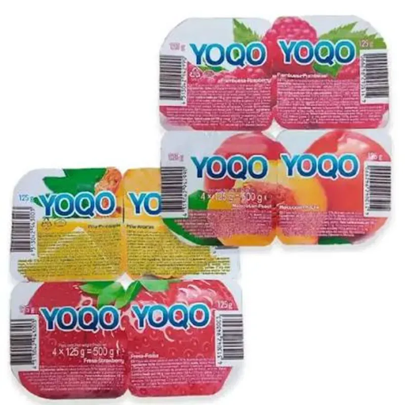 Postre Lácteo Mixto YoQo (Yogurt con trocitos de Melocotón, Piña y Fresa) - 24 unidades de 125 gramos c/u