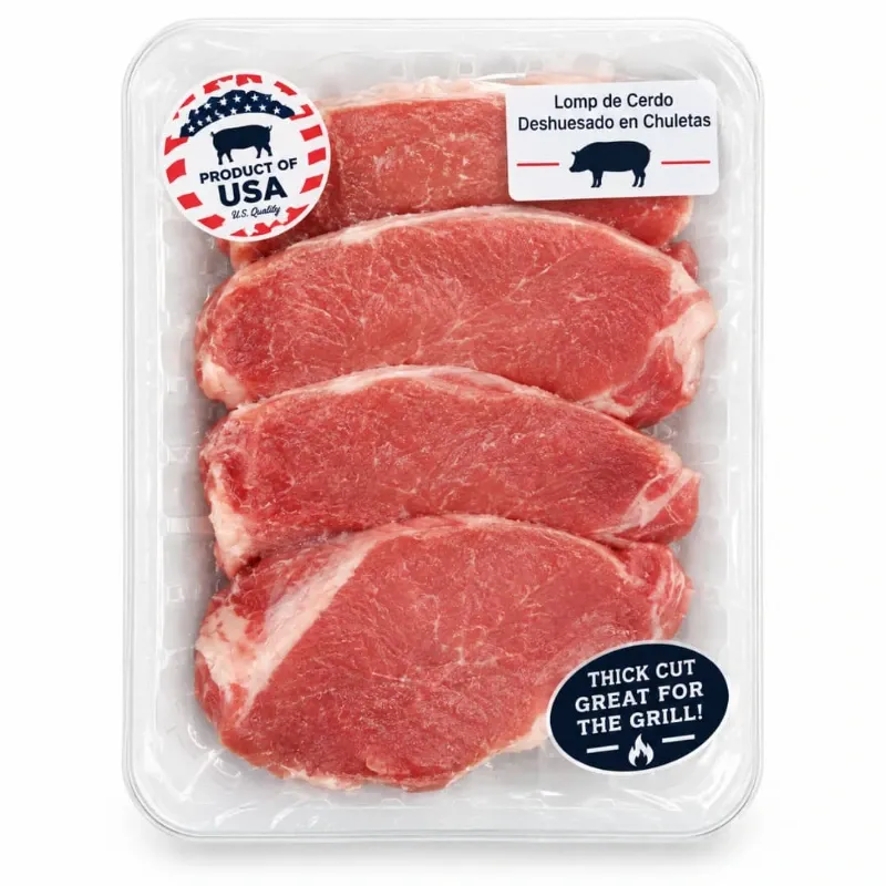Lomo de Cerdo Deshuesado Chuletado Premiun- 5 libras *En Bandejas de Origen USA