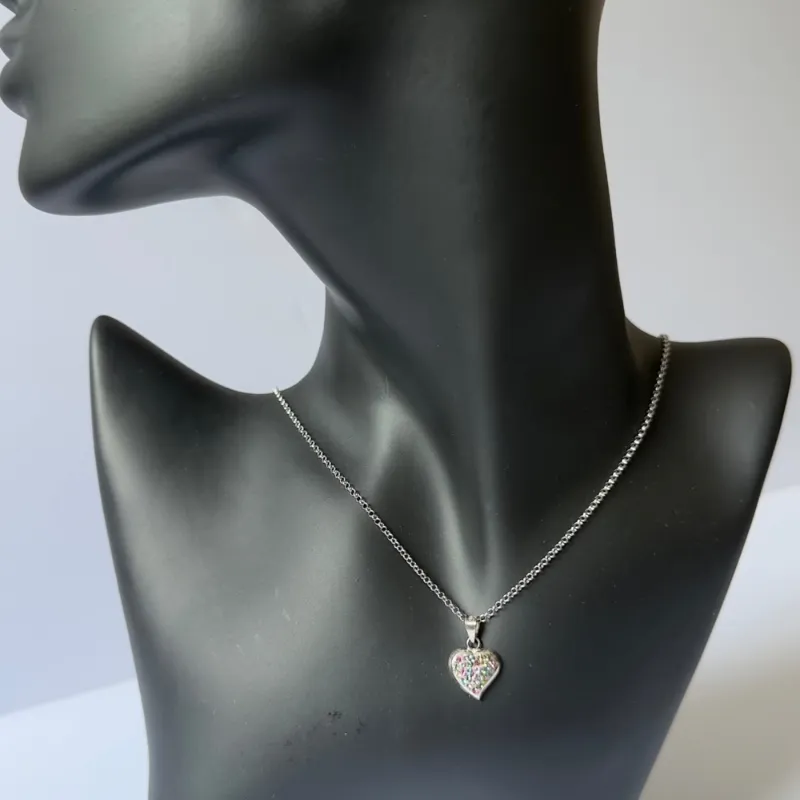 Collar Corazón Multicolor en Plata 925 – Elegancia y Brillo Único