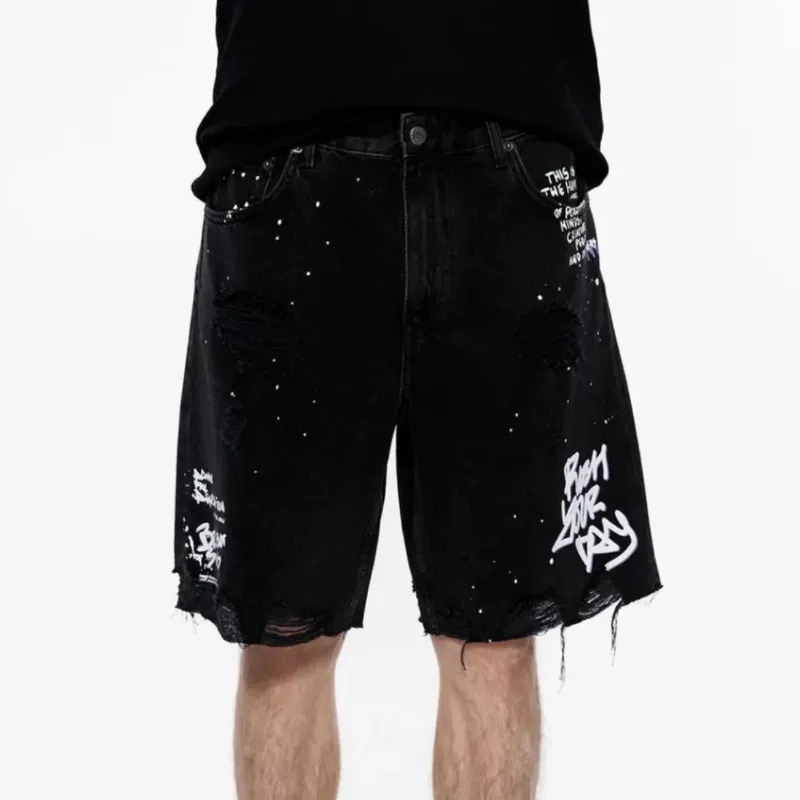 Black Ripped Short STUD