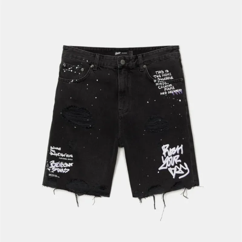 Black Ripped Short STUD