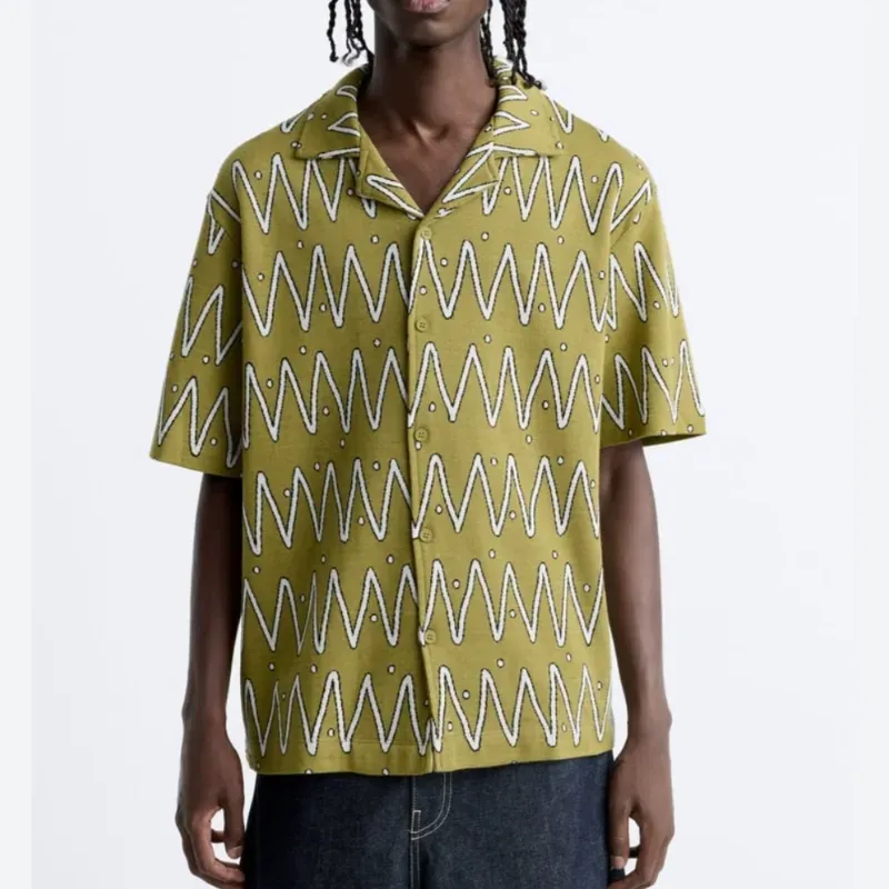 Camisa Zara Geometric Jacquard