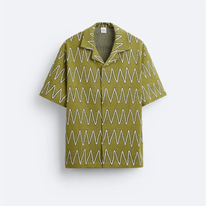 Camisa Zara Geometric Jacquard