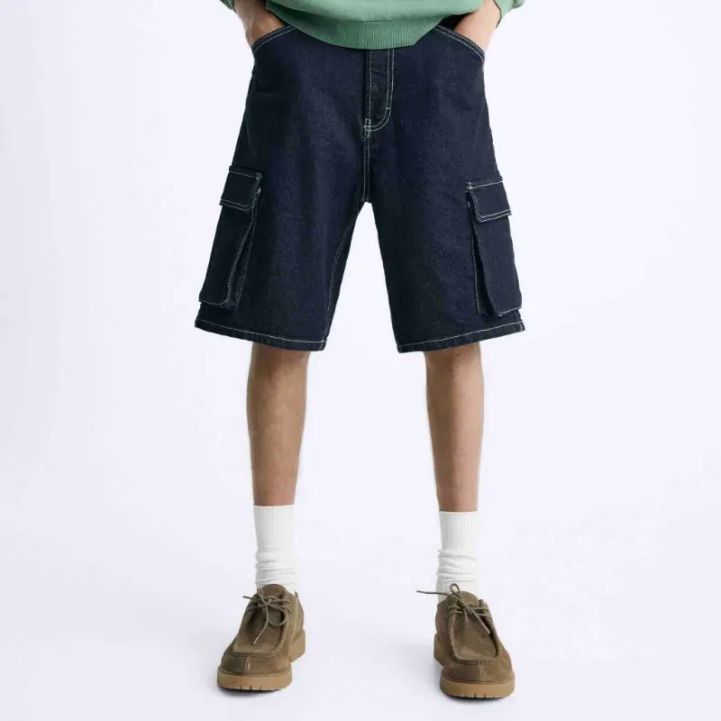 Dark Denim Cargo Jorts 