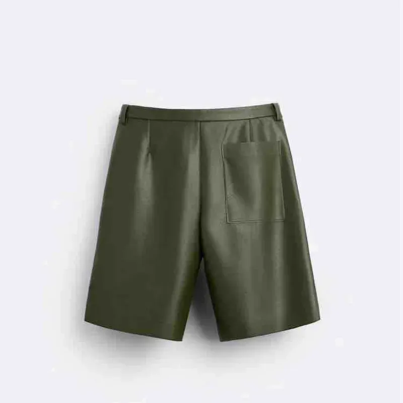 Leather Green Short ZARA
