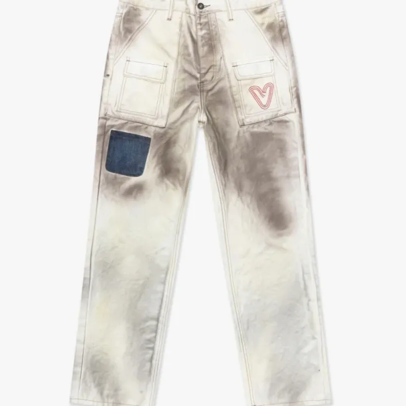 Pantalón VALABASAS vaquero rectos blanco desgastado